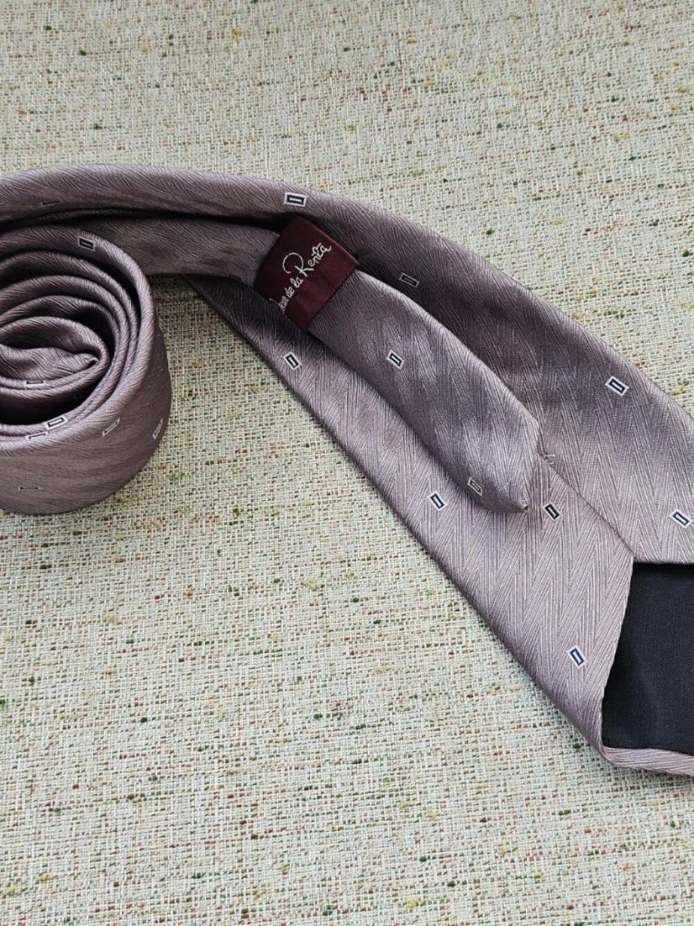 Vintage Oscar De La Renta Men Tie Necktie Brown Tie Classic Neck Tie - Picture 8 of 10